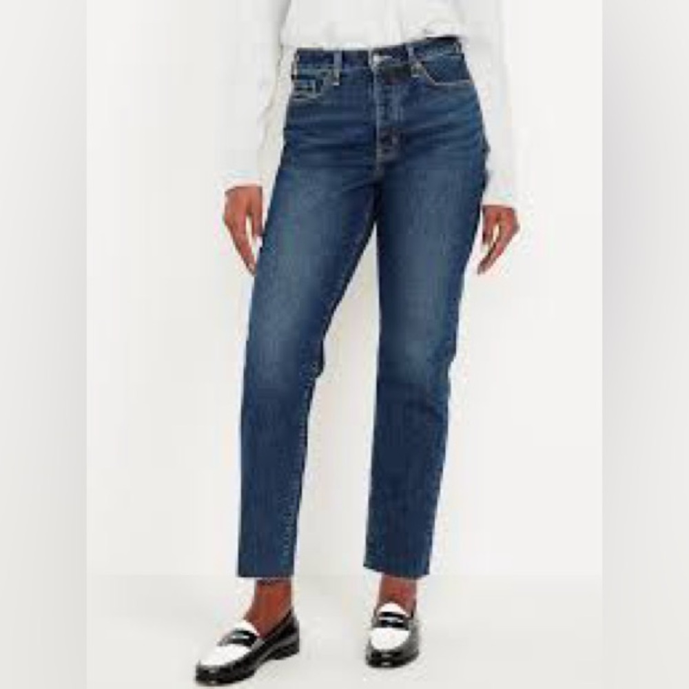 Old Navy Curvy High Waisted OG Straight Button-Fly Ankle Jeans Sz 12 EUC